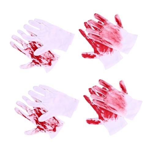 Vaguelly 4 Paare Weiße Blutige Handschuhe Unisex Halloween Horror Kostüm Zubehör Theater Requisiten für Vampire Slasher Metzger Karneval Party Vaguelly 4 Paare Weiße Blutige Handschuhe Unisex Halloween Horror Kostüm Zubehör Theater Requisiten für Vampire Slasher Metzger Karneval Party von Vaguelly