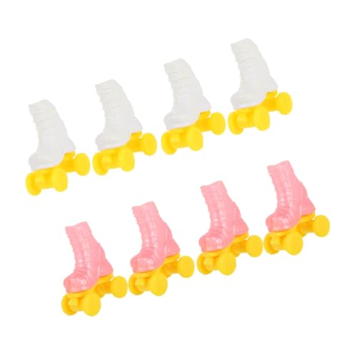 Vaguelly 4 Puppen Rollschuhe Entzückende Schlittschuhe für Puppen Zubehör für Puppendekoration und Detailreiche Ausführung Weiß und Rosa von Vaguelly