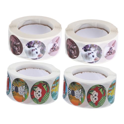 Vaguelly 4 Rollen Cartoon Aufkleber Set Retro Aufkleber Charcuterie Cartoon Aufkleber Aufkleber Für Haarspangen Runde Tabletts Grillplatten Verzierungen Rost Streich von Vaguelly