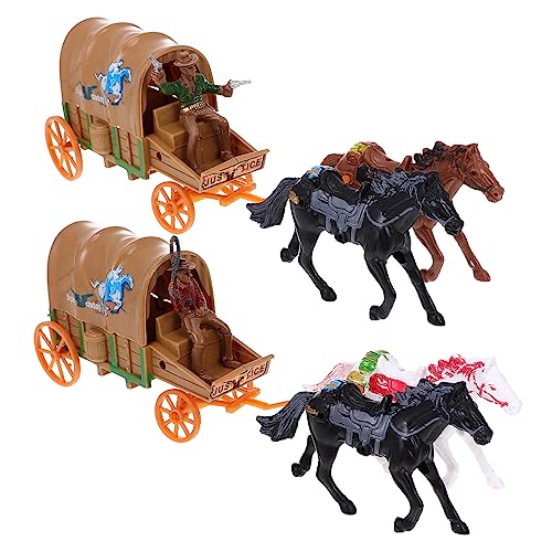 Vaguelly 4 Sätze Cowboy-Modell-Spielzeug Kinderspielzeug Miniaturdekoration Lernspielzeug für Kinder Spielzeuge Wohnkultur Kutschenspielzeug aus Kunststoff Tischwagendekore von Vaguelly