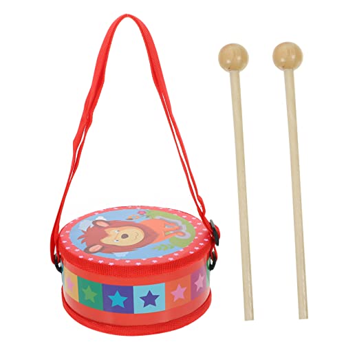 Vaguelly 4 Sätze Handtrommel Babyspielzeug Aus Holz Schlaginstrument Trommel Snare-Drum-kit Trommel Spielzeug Holzspielzeug Für Babys Kind Doppelseitige Trommel Rot Plastik Hölzern von Vaguelly