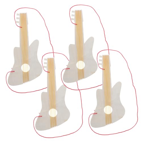 Vaguelly Musikspielzeug Für Kinder – 4 Stück Holzgitarrenspielzeug Für Kinder Aus Unbehandeltem Und Unbemaltem Holz von Vaguelly