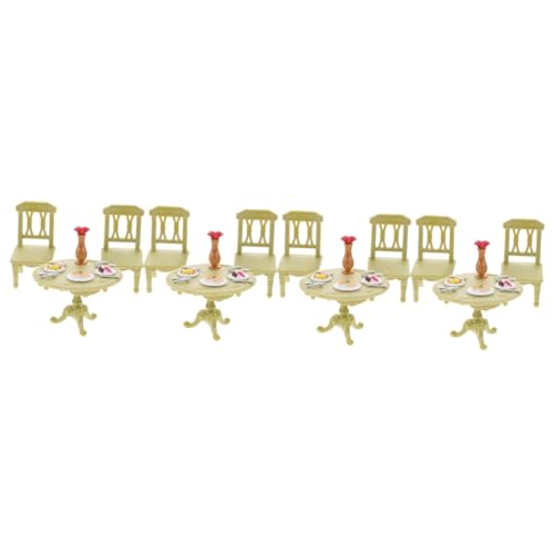 Vaguelly 4 Sätze Mini-doppeltisch Und Stuhl Schmücken Wohnkultur Mini-Tisch Puppe Spielzeug Miniaturen Möbel Miniaturspielzeug Mini-Spielzeug Essstühle Esstisch Und Stühle Haushalt Abs von Vaguelly