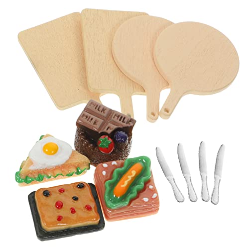 Vaguelly 4 Sätze Miniatur Lebensmittel Set für Puppenhaus Teiliges Dekorationsset mit Realistischen Modellen von Pizza Sandwich und Schokoladenkuchen für Kreative Rollenspiele und von Vaguelly