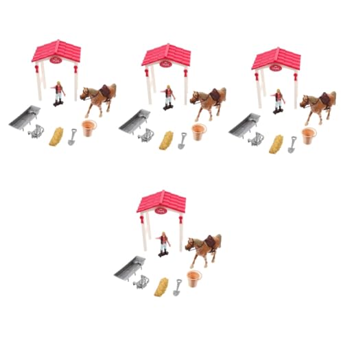 Vaguelly 4 Sätze Simulation Pferdestallmodell Mini-Spielzeug Pferdegeschenke für Mädchen sankastenspielsachen Party Geschenke Modelle Spielzeuge Bauernspielzeug Kinderspielzeug Sandkasten von Vaguelly