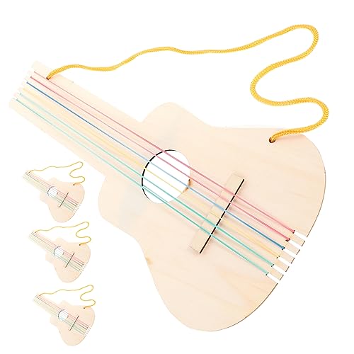 Vaguelly 4 Sätze Unbemalte Holz Gitarre Bausatz für Teiliges DIY Musikinstrument Kreative Malmöglichkeiten für Kleinkinder Geeignet zum Gestalten und Fördert die Fantasie und von Vaguelly