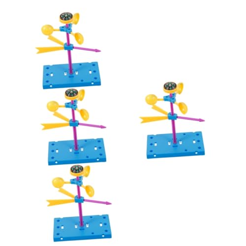 Vaguelly 4 Sätze Windfahne Kinderspielzeug Confidence Kinder spielzeuge Bastelset Colours Bausatz Experimente zum Selbermachen für Kinder DIY-Vorbau-Kits Handbuch Suite Windmesser Plastik von Vaguelly