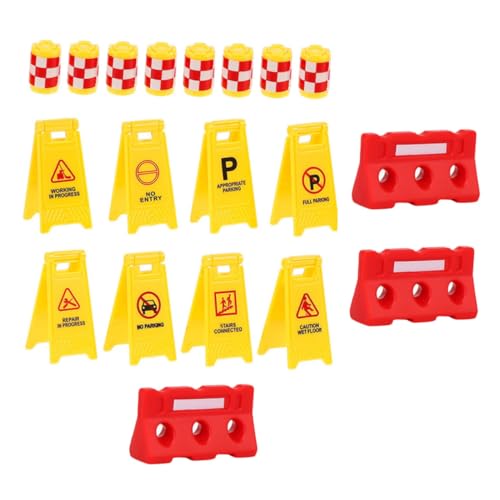 Vaguelly 4 Sätze simulierte Straßensperre Straßenschild für Kinder Verkehr Straßensperren Spielzeug Spielzeuge Kinderspielzeug Spielzeug für Straßensperren Kinder Spielen Spielzeug Miniatur von Vaguelly