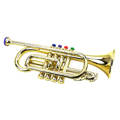 Vaguelly 4 Simulationslautsprecher Trompete Vorschulspielzeug Geräuschspielzeug Trompeteninstrument Pfeife Instrumentenspielzeug Musikspielzeug Plastik Golden von Vaguelly