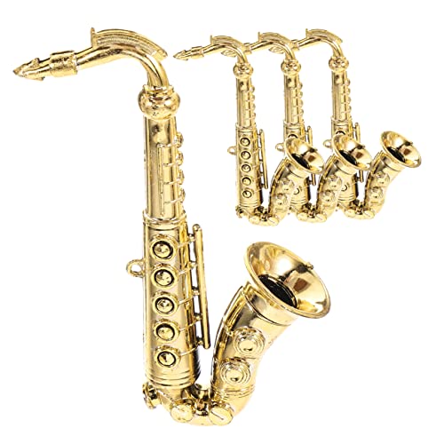 Vaguelly 4 Stck Teiliges Kunststoff Saxophon Modell Goldfarben Detailreiches DIY Dekorations und Bastel Accessoire Leichter Saxophon Anhänger Geeignet für DIY Handwerksprojekte von Vaguelly