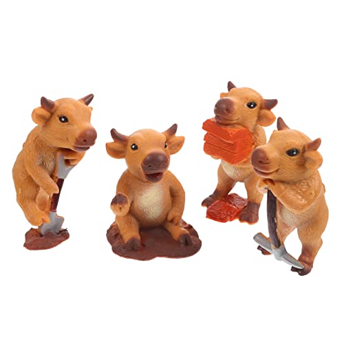 Vaguelly Entzückende Miniatur-Kuh 4 Stück Tierhandwerk Aus Kunststoff Kuhstatue Für Garten Heimdekoration Kinderspielzeug von Vaguelly