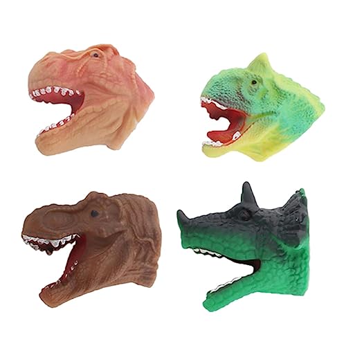 Vaguelly 4 Stück Dinosaurier-handpuppe Fingerpuppen Dinosaurier-Finger- Dinosaurier-fingerpuppe Dino-Kopf-fingerspielzeug Mini-fingerpuppen Kinderspielzeug Plastik von Vaguelly