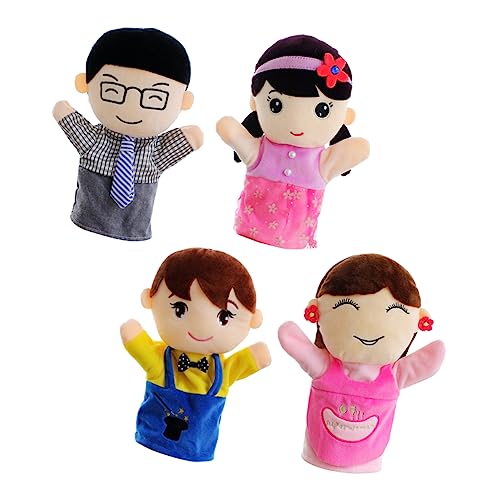 Vaguelly 4 Stück Familie Handpuppe Gewürzgläser mit Deckel Fingerkanten ziehen Griff Flyer fingerpuppen-Set Fingerpuppen Set Puppen für Familienmitglieder Marionetten Stoff von Vaguelly