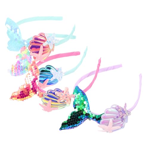 Vaguelly 4 Stück Glitzernde Meerjungfrau Haarreifen für Bunte Stirnbänder für Kostüme Party Accessoires Cosplay für Kleine Mädchen und Kreative Outfits von Vaguelly