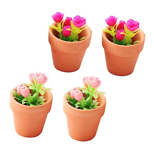 Vaguelly 4 Stück Grünpflanze Pflanzen Kunstpflanze Puppenhaus Topfpflanze Miniatur Puppenhaus Zubehör Kleine Pflanze Kleine Gartenpflanze Puppenhaus Topfblumen PVC von Vaguelly