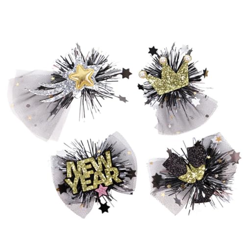 Vaguelly 4 Stück Haarnadel-Kopfschmuck für das Neue Jahr Haarspangen mit Strass Haarklammern Halloween Haarschmuck Halloween Hair Accessories Neujahrs-Haarspange Frauen Haarnadel Metall von Vaguelly