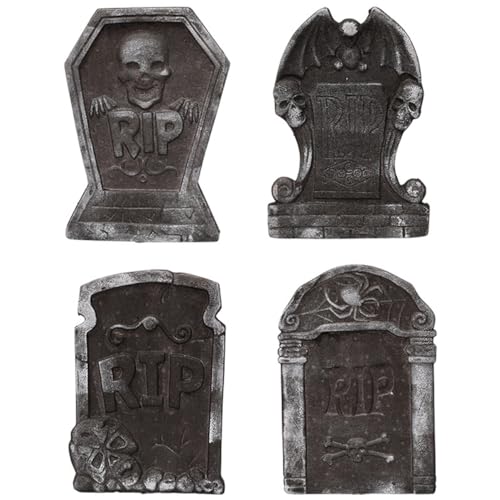 Vaguelly 4 Stück Halloween Grabstein Deko Schaurige Schaumstoff Requisiten für Gruselhäuser Zufällige für Unheimliche bei Halloween Feiern von Vaguelly