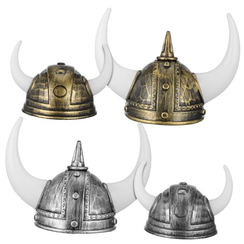 Vaguelly 4 Stück Helm mit Hörnern Handgefertigter Mittelalterlicher Partyhut Wiederverwendbar Leicht zu Reinigen für Halloween Cosplay Festival und Rollenspielveranstaltungen von Vaguelly