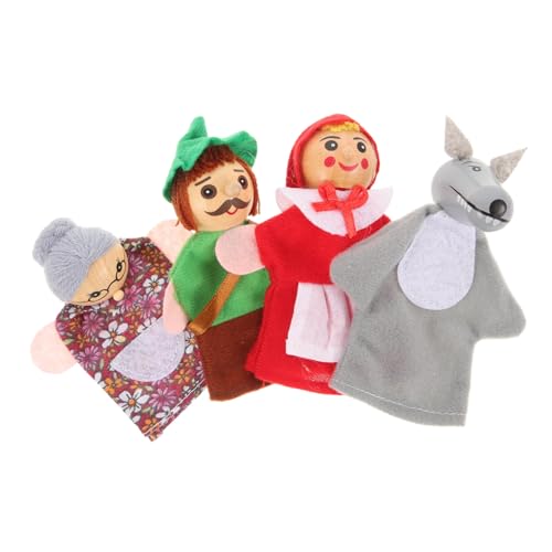 Vaguelly 4 Stück Holzige Tierpuppenpuppe interaktives Puppen Zeigen Kleinkinder Finger Family Puppen spielzeuge Fingerpuppen für Kleinkinder Fingerpuppen für Stoff von Vaguelly