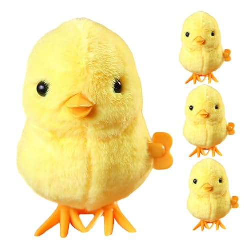 Vaguelly 4 Stück Hüpfendes Hühnerspielzeug Für Kleine Tiere Mini-Tier- Tiere Küken Aufziehen Aufziehspielzeug Für Kleinkinder Küken Plüsch Yellow von Vaguelly
