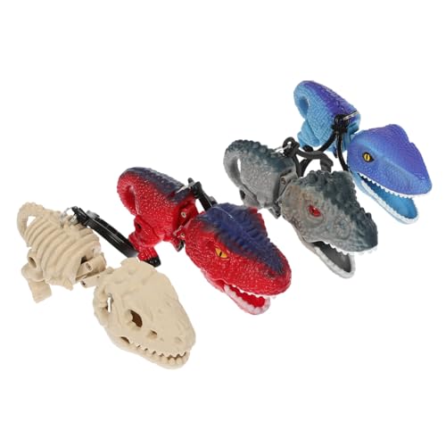 Vaguelly 4 Stück Interaktive Dinosaurier Tricky Spielzeuge Lustige Dinosaurier Schlüsselanhänger mit Ausziehbarem Design für Kreatives und Dekompression von Vaguelly
