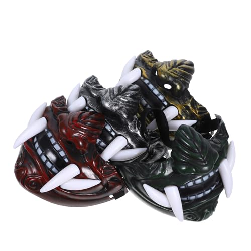 Vaguelly 4 Stück Japanische Monster Cosplay Masken Bunte Performance Masken für Halloween und Partys für Kostüme und Theateraufführungen von Vaguelly