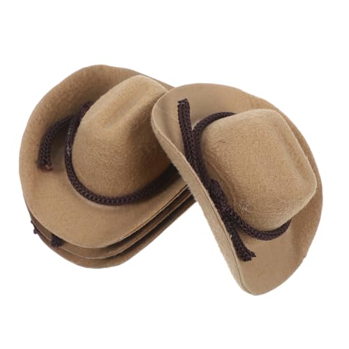 Vaguelly 4 Stück Kleine Mini Cowboyhüte aus Polyester für Puppen Western Dress-up Partydekoration Vielseitig Langlebig und Leicht für Kreative Bastelprojekte Geeignet von Vaguelly