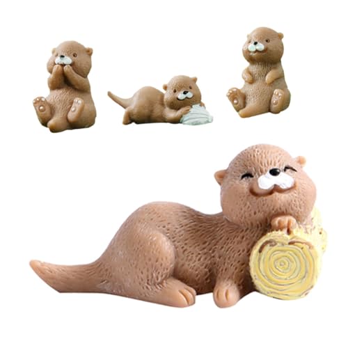 Vaguelly 4 Stück Kleine Otter-Dekoration Kaninchenfiguren Lustiges Würfel aufblasbare Requisiten Bausätze Bausatz Geburtstagsgeschenk mikrolandschaft Harzotter kleines Otter- von Vaguelly