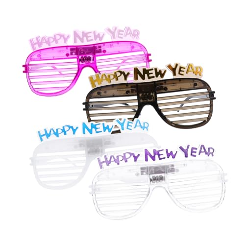 Vaguelly 4 Stück Luminous LED Brille für Neujahr Lustige Partybrille für Feiertagsdekoration für Kostüme und Feiern Farben Zufällig Zufällige Farbe von Vaguelly
