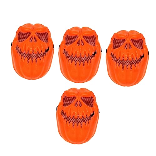 Vaguelly 4 Stück Maske Halloween voll Halloween-Horror schreckliche Gesichtsbedeckung halloween schminke halloween make up scary mask Party Gefälligkeiten Leistungsqualitäten Plastik Orange von Vaguelly