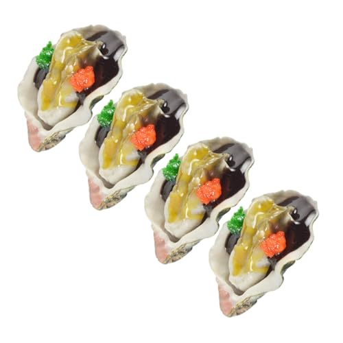 Vaguelly 4 Stück Meeresfrüchte-Modell Lebensechte Meeresfrüchte Miniatur-meeresfrüchte Auster Hülse Schlüssel Realistische Meeresfrüchte Lebensmittelmodell Essen PVC von Vaguelly