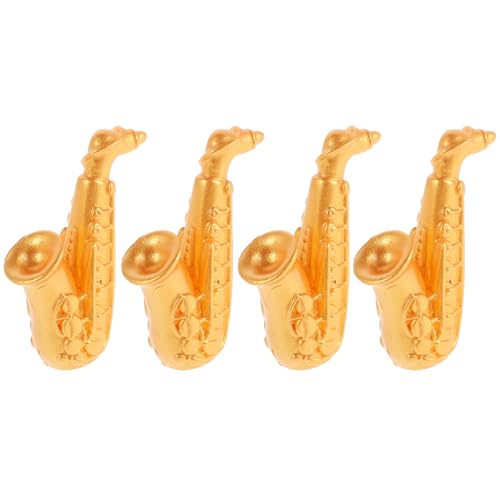 Vaguelly Realistische Mini-Saxophone Für Das Puppenhaus Von Kindern 4-teiliges Musikspielzeug Aus Kunstharz Einzigartige Dekorationsstücke Für Sammler von Vaguelly