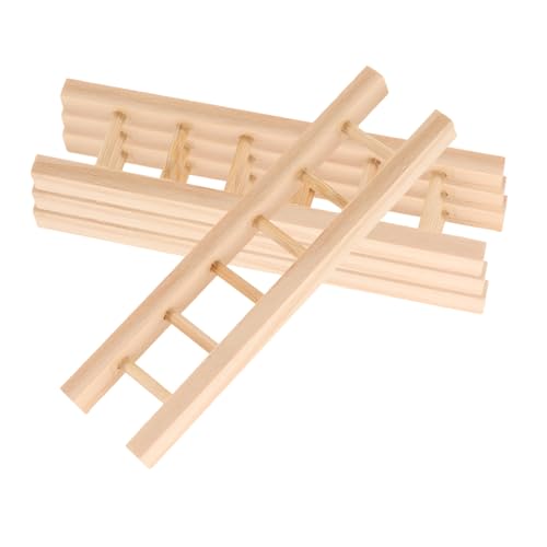 Vaguelly 4 Stück Mini Holzleiter für Puppenhaus Stabile Kleine Trittleiter aus Holz Detailreiches DIY Bastelzubehör Kreatives Zubehör für Feengarten und Miniaturszenen von Vaguelly