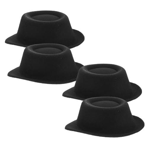Vaguelly 4 Stück Mini-Jazzhut Mini-Puppen-Hut Stroh entzückende kleine Hüte Erwachsene dekorativer Hutkopfschmuck dekoratives Puppenhut-Ornament Mini-Hut Miniaturhut Stoff von Vaguelly
