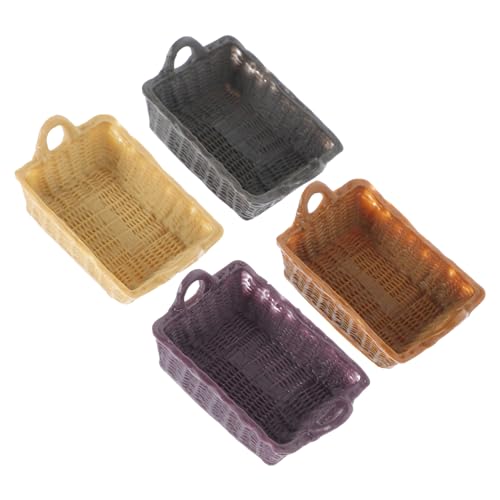 Vaguelly 4 Stück Mini-Korb-Modell Puppenhaus Kleiner Weidenkorb Körbe Mini- Kleiner Korb Miniatur-korbmodell Mini-brotkorb Miniaturkorb Brotkorb Miniatur-esskorb Harz von Vaguelly