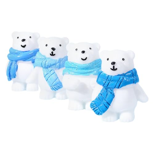 Vaguelly 4 Stück Mini Tierfiguren Polarbären Dekorative Harzfiguren für Bonsai und Mini für Mikrolandschaften und Pflanzendekoration von Vaguelly