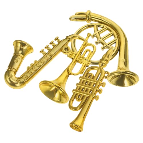 Vaguelly 4 Stück Mini-musikinstrumentenmodell Schmuckstücke Ornamente Puppenhaus-instrumentenmodell Wohnaccessoires Sammlerstücke Für Musikinstrumente Golden Plastik von Vaguelly