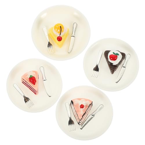 Vaguelly 4 Stück Miniatur Kuchen Modell Teiliges für Puppenhaus Dekoration Falsches Dessert Geschirr für Mini Küche Spielszene Deko für Kreatives Spiel und Fotografie von Vaguelly