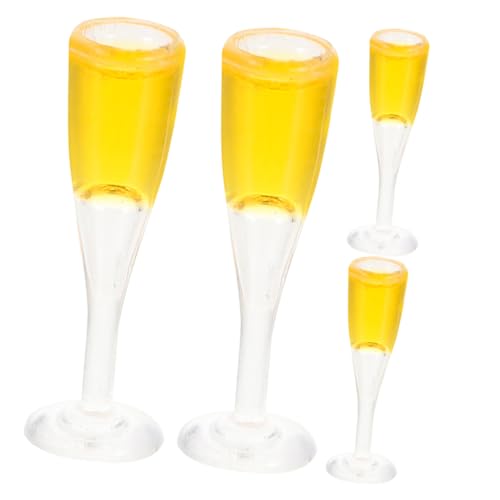 Vaguelly 4 Stück Miniatur-weingläser, Puppenhaus, Mini-weinbecher, Dekoration, Puppenhaus-zubehör von Vaguelly