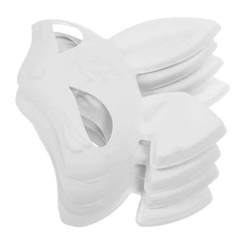 Vaguelly 4 Stück PVC Hasenmasken Weiß Blanko Maske zum Bemalen Leicht und Bequem für Karneval Cosplay Halloween Ostern Kostüm Tiermasken von Vaguelly