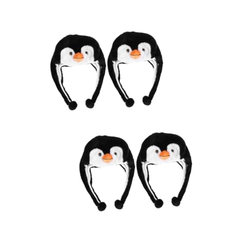 Vaguelly 4 Stück Pinguin-hut Tier-cosplay-kostüm Hut-dekor Zebra-kostüm Dekorativer Pinguinhut Kröte Hut Neuheit Hut Kostümzubehör Partyhut Kleider Pp Baumwolle Kinderkleidung Baby Behaart von Vaguelly