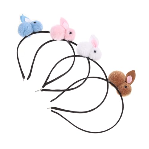 Vaguelly 4 Stück Plüschhasen-Stirnband Hasen-Stirnbänder neujahr haarband Kaninchen-Stirnbänder Hasenohr haarreif tierohren haarreif Mädchen Stirnband Party-Haarschmuck von Vaguelly