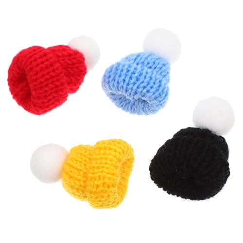 Vaguelly 4 Stück Puppenmütze Kleine Puppenmützen Dekorative Minimützen Hübsche Kleine Mützen Aussehen Puppenhauszubehör Mini Strickmützen Mini Süßigkeiten Mini Mützen Ornamente von Vaguelly