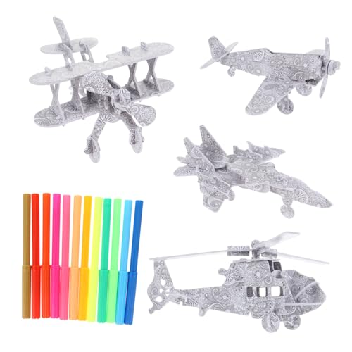 Vaguelly 4 Stück Puzzle Flugzeug für DIY Malen und Basteln mit Farbmarkern für Geburtstage und Feiertage Fördert Kreative Eltern Junge Mädchen Aktivitäten von Vaguelly