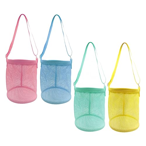Vaguelly 4 Stück Rucksack Strand Reise Hamsterkäfig Netzbeutel zum Sammeln von Muscheln umhängetasche Handtasche Shell-Tasche Schalentaschen für Schleife von Vaguelly