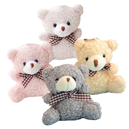 Vaguelly 4stücke Kawaii Bären Schlüsselanhänger Plüsch Bär Mit Fliege Farben Multifunktionale Dekoration Für Taschen Und Schlüssel Süßes Für Freunde von Vaguelly