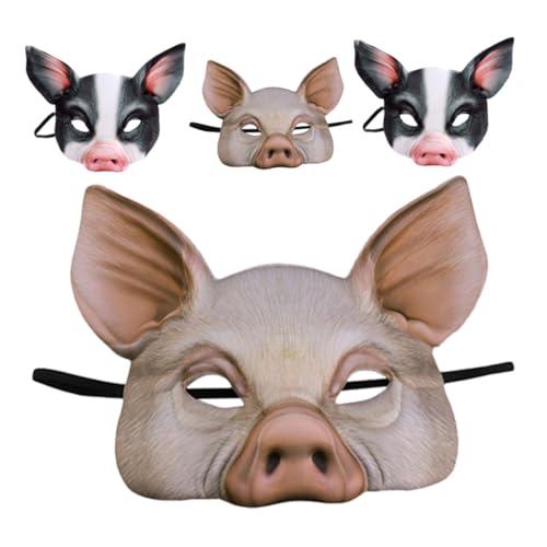 Vaguelly 4 Stück Schweinemasken für Karneval und Kostümparty Atmungsaktiv Vielseitig Einsetzbar Halbe Gesichtsmasken mit Verspieltem Design für Halloween Cosplay und Maskenball von Vaguelly