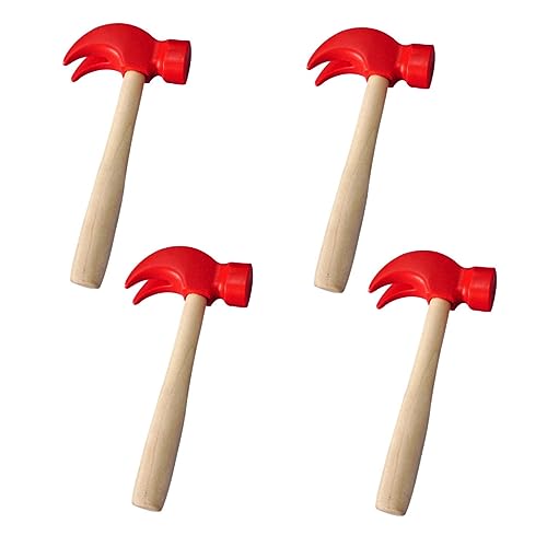 Vaguelly 4 Stück Simulierter Kleiner Holzhammer Kinderspielzeug Konstruktionsspielzeug Junge Kinderhämmer Rad Werkzeughammer Hammer -Tablet Hammerspielzeug Aus Holz Plastik von Vaguelly