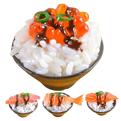 Vaguelly 4 Stück Simulierter Sushi-Reis Künstliches Sushi Spielküchenzubehör Realistisches Essen Sushi-Spielzeug Fischspielzeug Gefälschtes Essen Modelle Kind Essen Spielen PVC Requisiten von Vaguelly