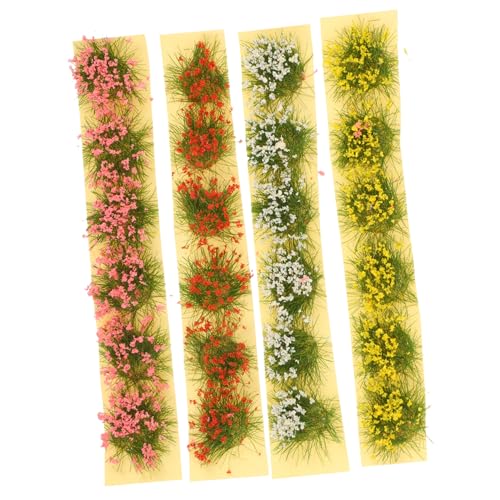 Vaguelly 4 Stück Teiliges DIY Miniatur Blumencluster Selbstklebende Vegetation für Mikrolandschaften Modellbahnen und Sandtisch Dekorationen Rot Weiß Gelb von Vaguelly